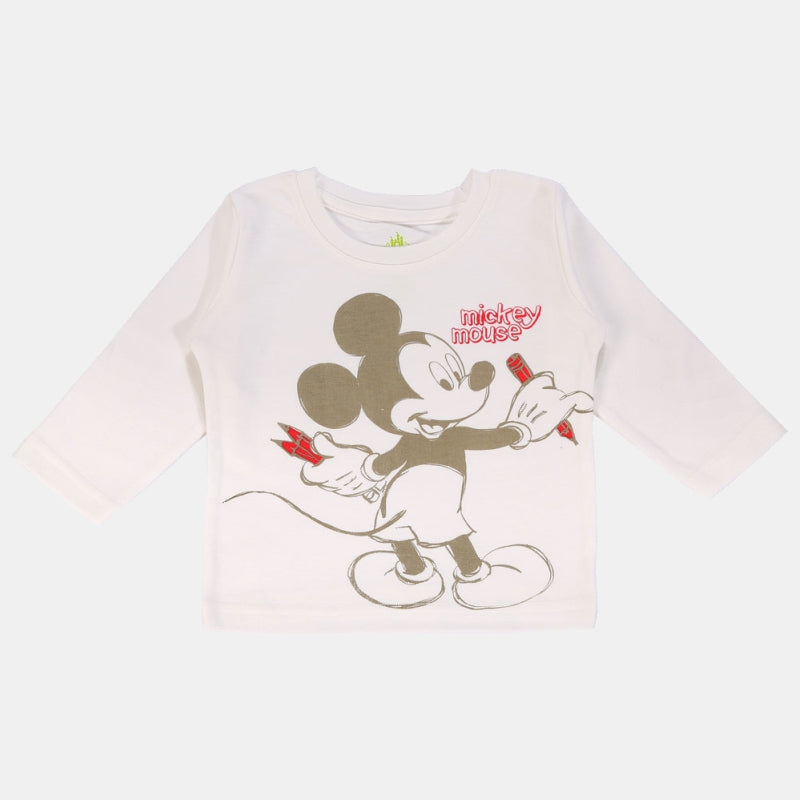 Baby Boys Mickey & Friends T-Shirt Round Neck Full Sleeves - Bodycare