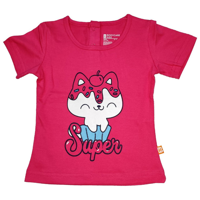 Baby Girls Cotton T-Shirt Round Neck Half Sleeves Pack of 1 - Bodycare