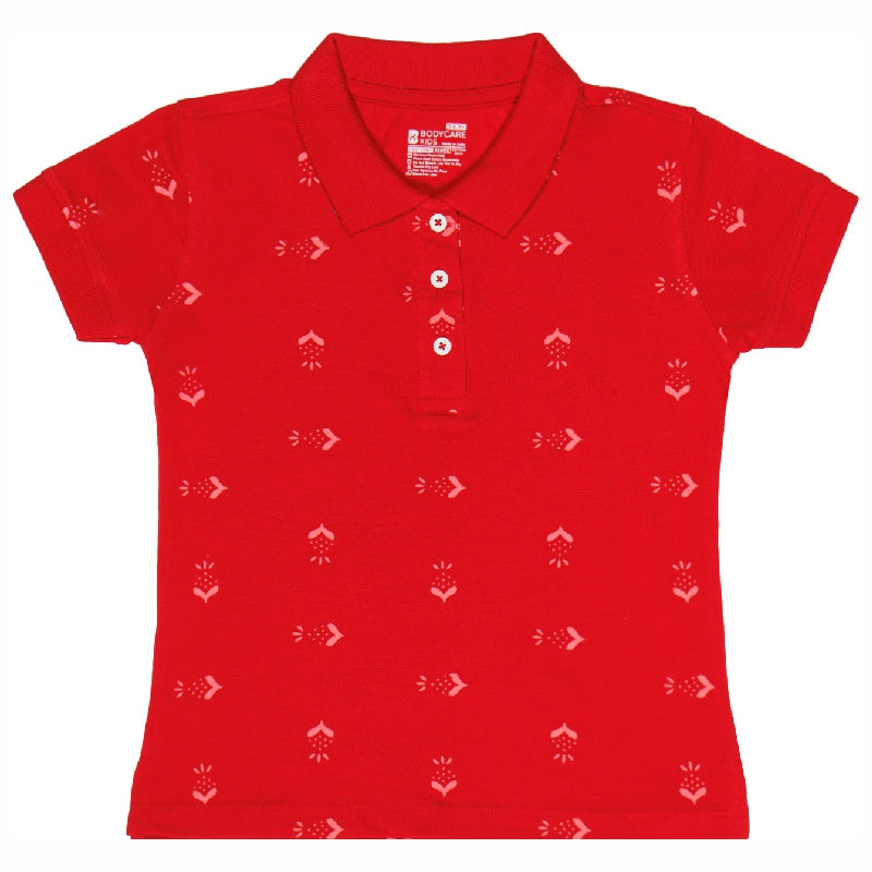 Bodycare Girls Polo Collar Half Sleeves Printed Tshirt