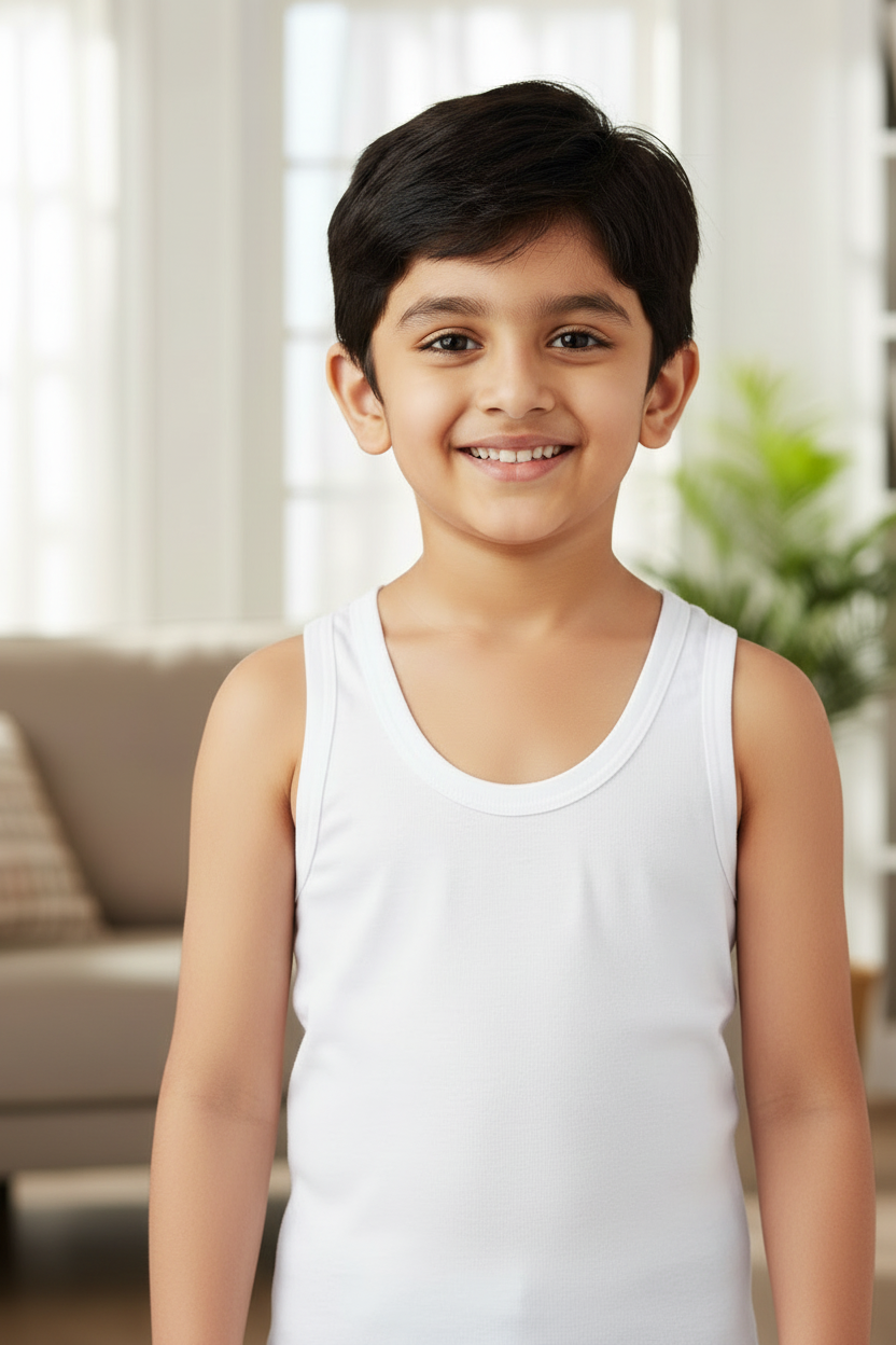 Boys Vest Round Neck Sleeveless Pack of 6 - Bodycare