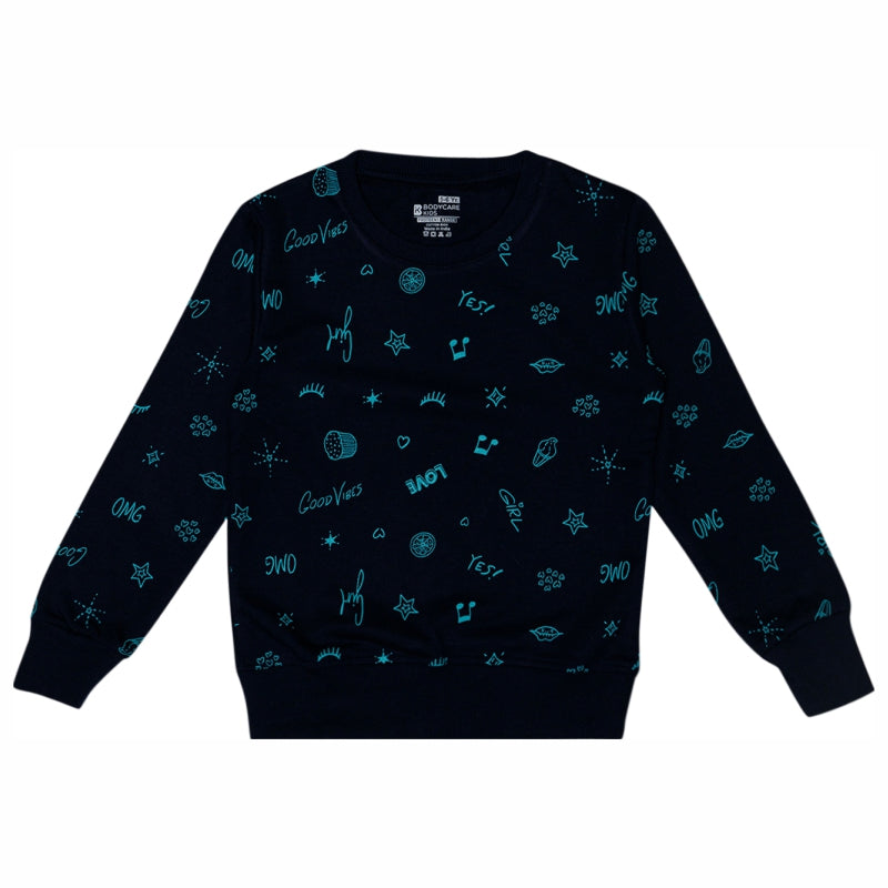 Bodycare Girls Round Neck Full Sleeves Printed Sweat Shirt