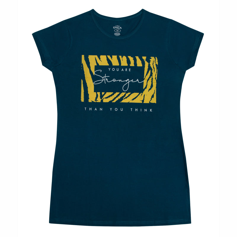 Women Cotton Printed Long T-Shirt with Round Neck, Half Sleeves and Regular Fit for Casual Wear Comfort
