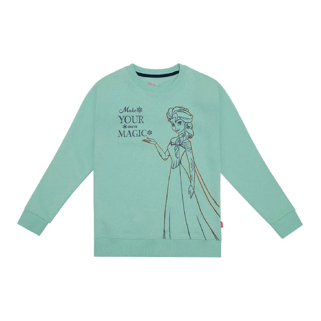Girls Princess Printed Round Neck Sweatshirt with Full Sleeves for Casual Wear and Cool-Weather Comfort