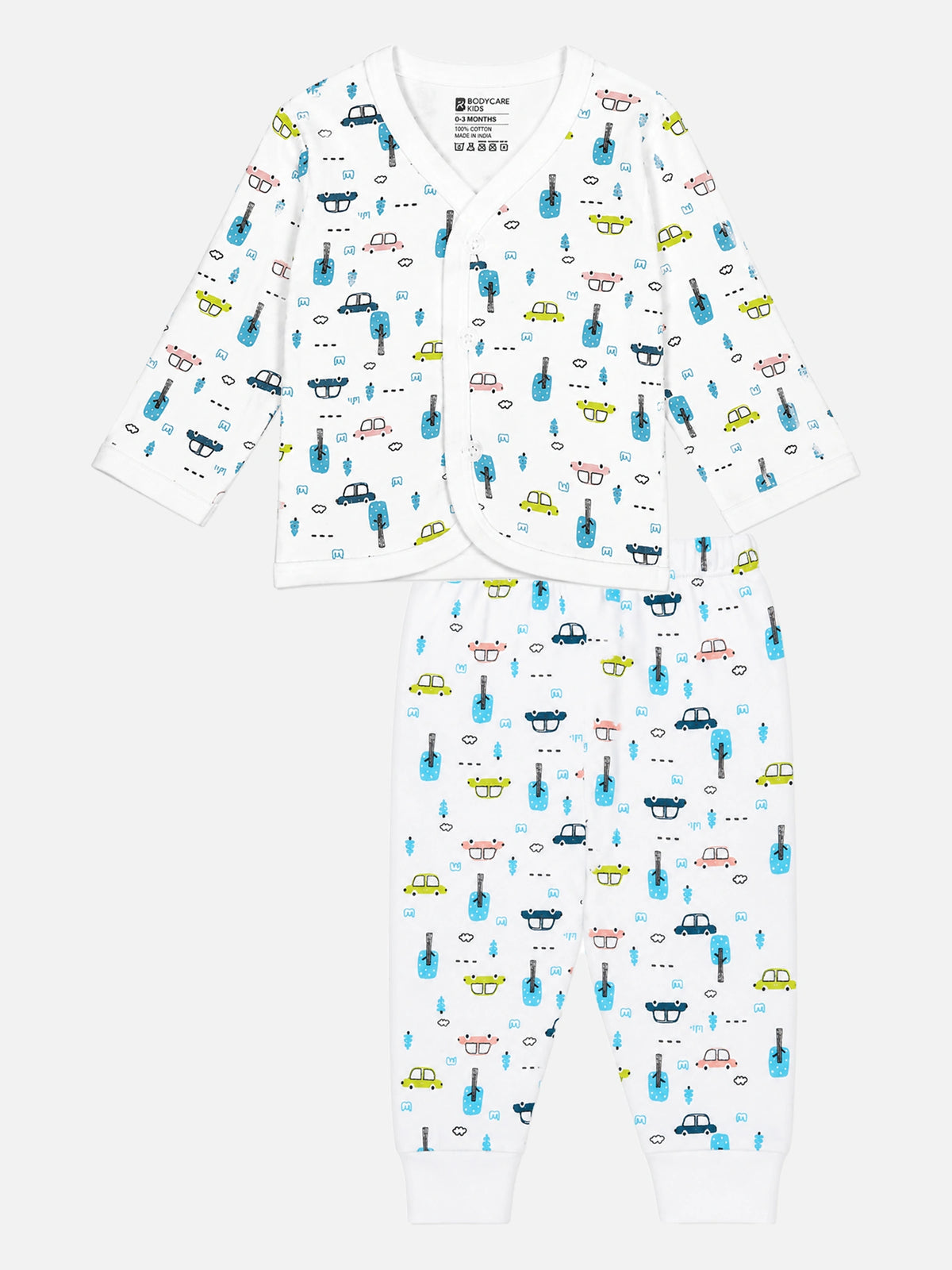 Unisex Thermal Top and Bottom Set with Front Open Full Sleeves Design for Winter Comfort and Easy Dressing - Pack of 1