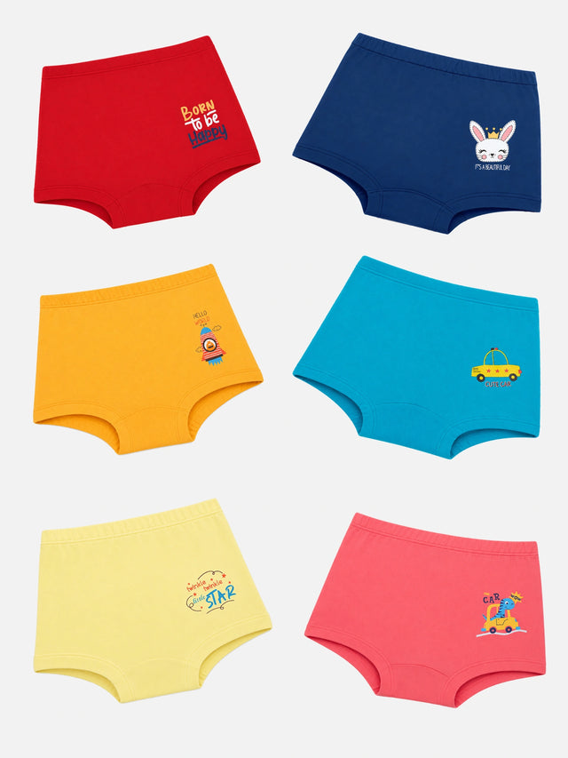 Baby Boys Trunk with Inner Elastic Waistband for Comfortable Everyday Innerwear Essentials and Regular Use - Pack of 6