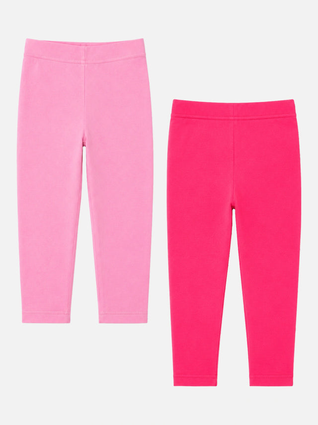 Girls Solid Cotton Leggings with Regular Casual Fit, Comfortable Stretch Feel and Easy Movement - Pack of 2