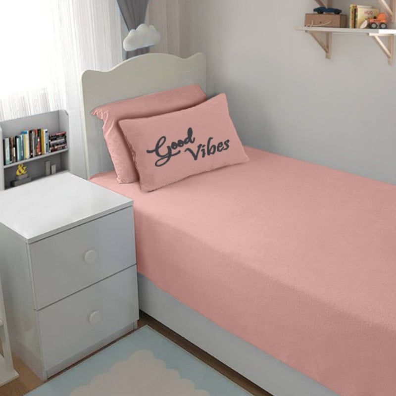 Single Cotton Fitted Bedsheet Solid Arabic Blue - Bodycare