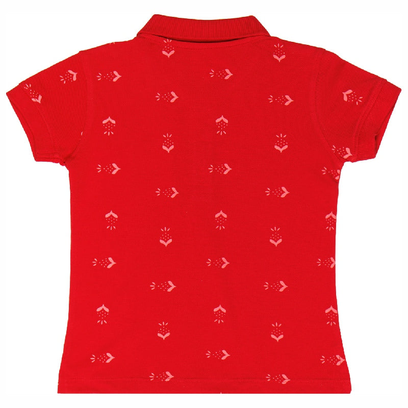 Bodycare Girls Polo Collar Half Sleeves Printed Tshirt