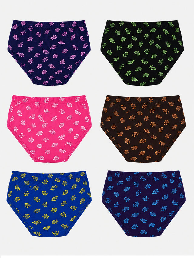 Baby Girls Printed Panty with Inner Elastic Waistband for Comfortable Everyday Innerwear Essentials - Pack of 6