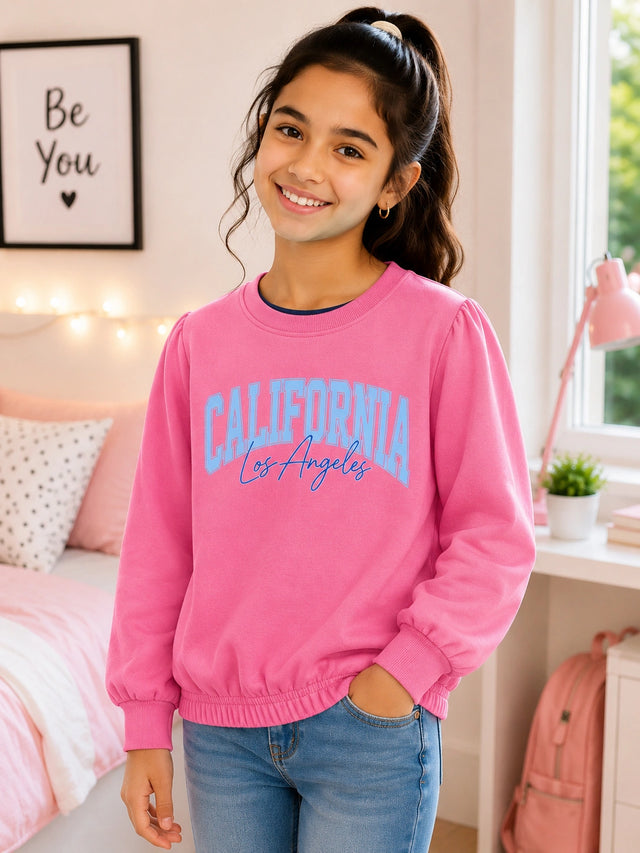 Girls Round Neck Full Sleeve Sweatshirt with Comfortable Casual Wear Styling for Winter Wear and Regular Use