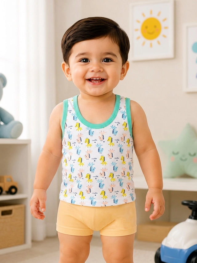 Boys Round Neck Sleeveless Vest Innerwear for Comfortable Daily Wear, Easy Movement and Wardrobe Essentials - Pack of 3