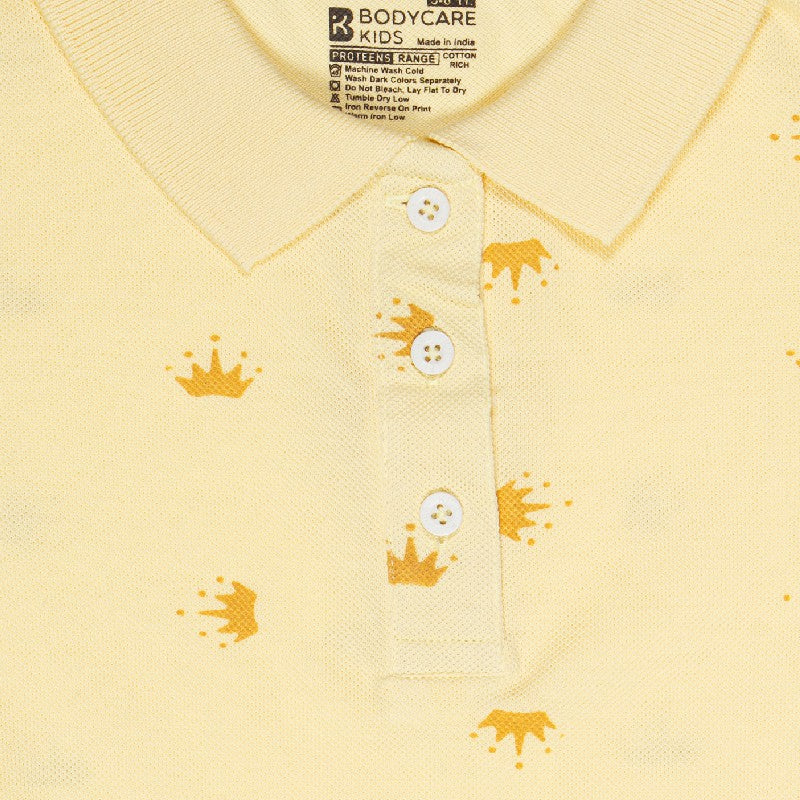 Bodycare Girls Polo Collar Half Sleeves Printed Tshirt