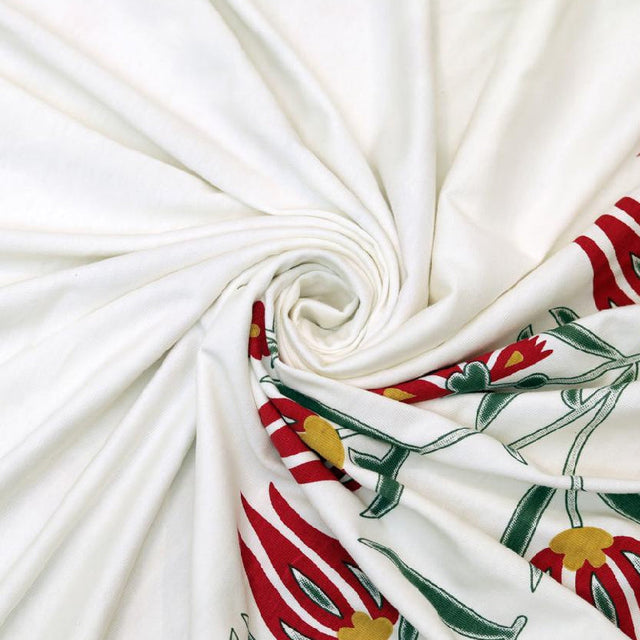 King Size Cotton Bedsheet Modern Floral White - Bodycare