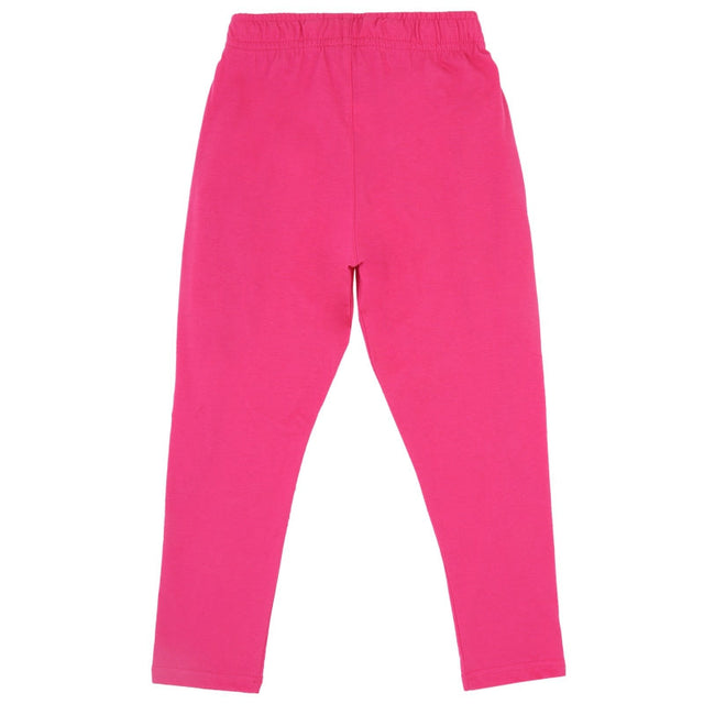 Pink kids leggings with elastic waistband, full length, soft cotton apparel for children