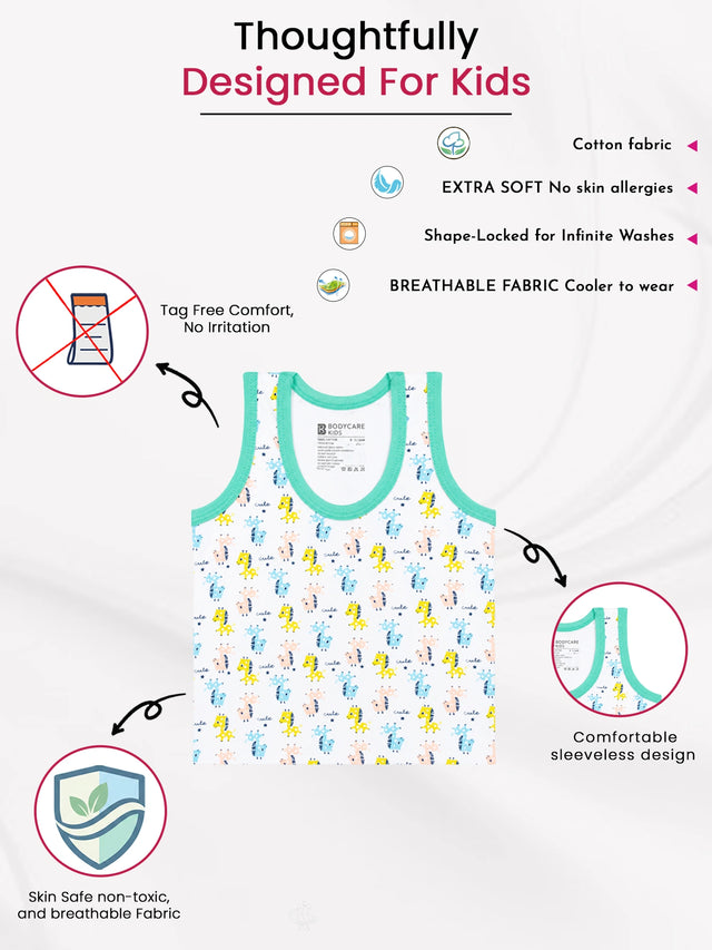 Boys Round Neck Sleeveless Vest Innerwear for Comfortable Daily Wear, Easy Movement and Wardrobe Essentials - Pack of 3
