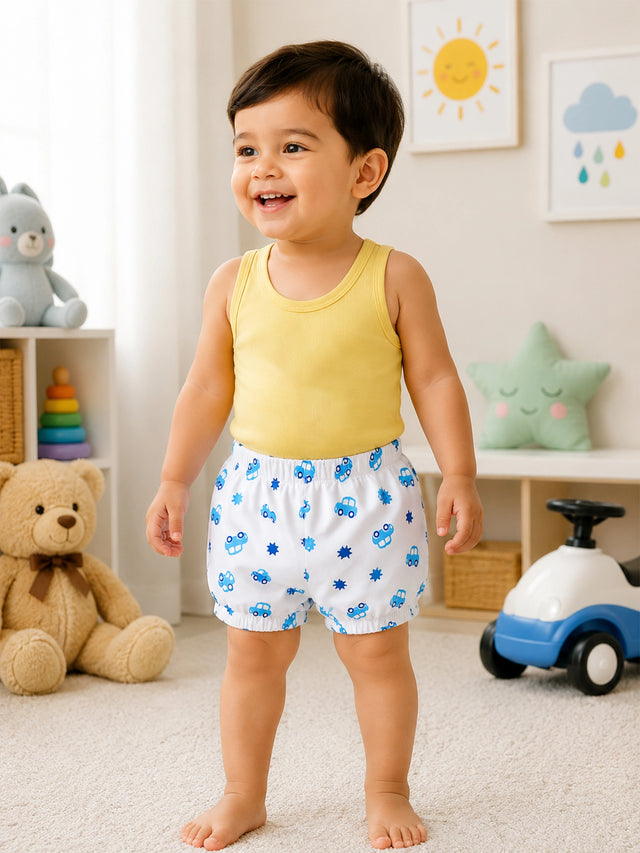 Baby Boys 100% Cotton Trunk with Inner Elastic for Everyday Innerwear Comfort and Regular Use - Pack of 3