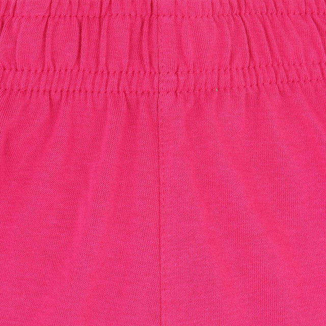 Close-up of elastic waistband in pink cotton kids innerwear