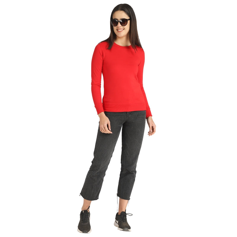 DYCA Women Fleece Sweat Shirt Round Neck Full Sleeves