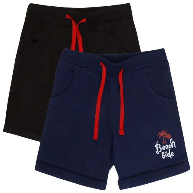 Boys Solid Shorts with Easy Pull-On Comfort for Casual Wear, Lounge Wear and Everyday Movement - Pack of 2