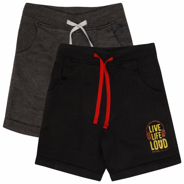 Boys Solid Shorts with Easy Pull-On Comfort for Casual Wear, Lounge Wear and Everyday Movement - Pack of 2