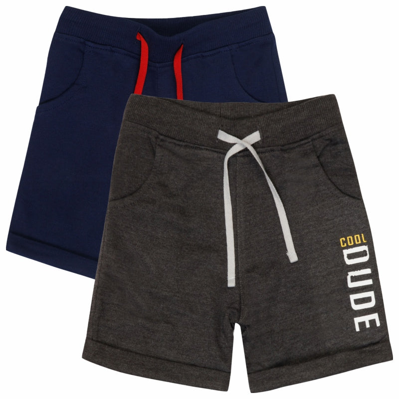 Boys Solid Shorts with Easy Pull-On Comfort for Casual Wear, Lounge Wear and Everyday Movement - Pack of 2