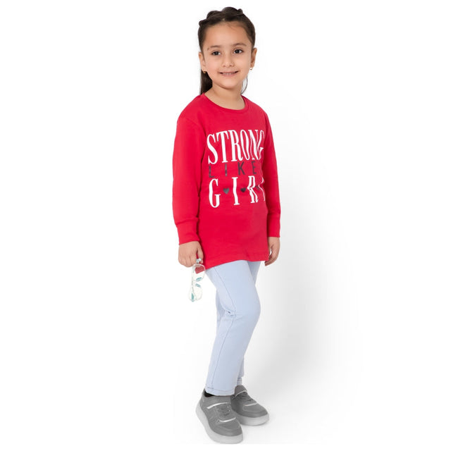 Girls 100% Cotton T-Shirt Round Neck Full Sleeves Pack of 1 - Bodycare