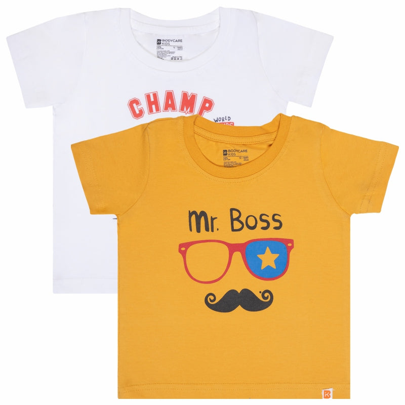 Baby Boys T-Shirt Round Neck Half Sleeves Pack of 2 - Bodycare