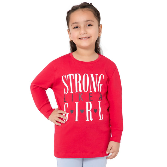 Girls 100% Cotton T-Shirt Round Neck Full Sleeves Pack of 1 - Bodycare