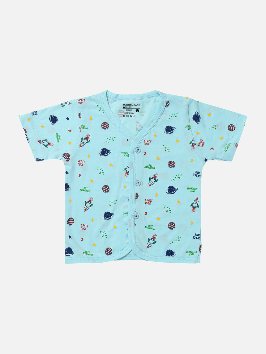 Baby Front Open Half Sleeves Short Suit Single Jersey