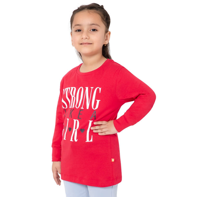 Girls 100% Cotton T-Shirt Round Neck Full Sleeves Pack of 1 - Bodycare