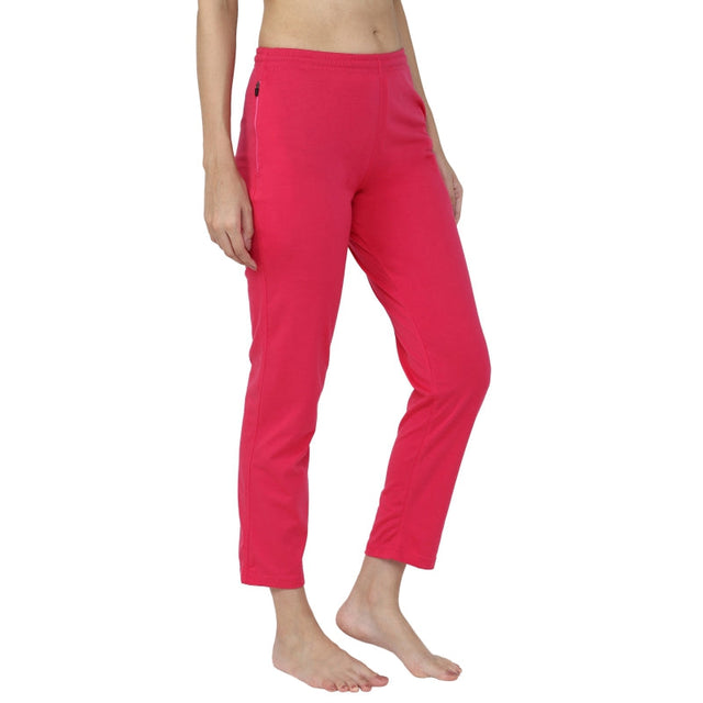 Women 100% Cotton Track Pant with Side Pockets and Solid Sports Jogger Styling for Workout, Gym and Active Wear