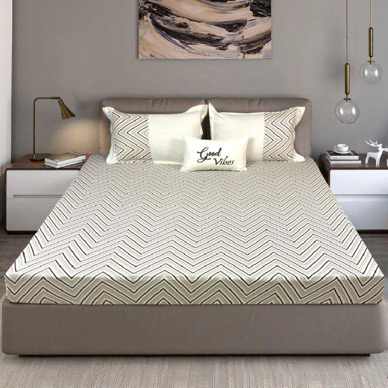 King Size Cotton Bedsheet Chevron Salmon Pink - Bodycare