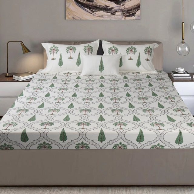 King Size Hosiery Fitted Bedsheet Botanical Print - Bodycare