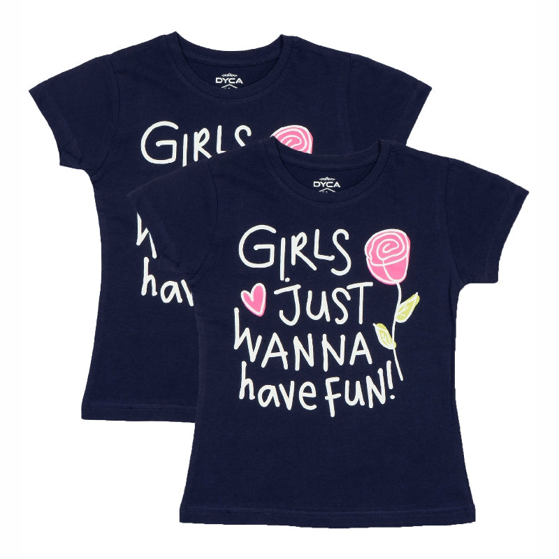 Dyca Girls Round Neck Half Sleeves Tshirt Pack Of 2