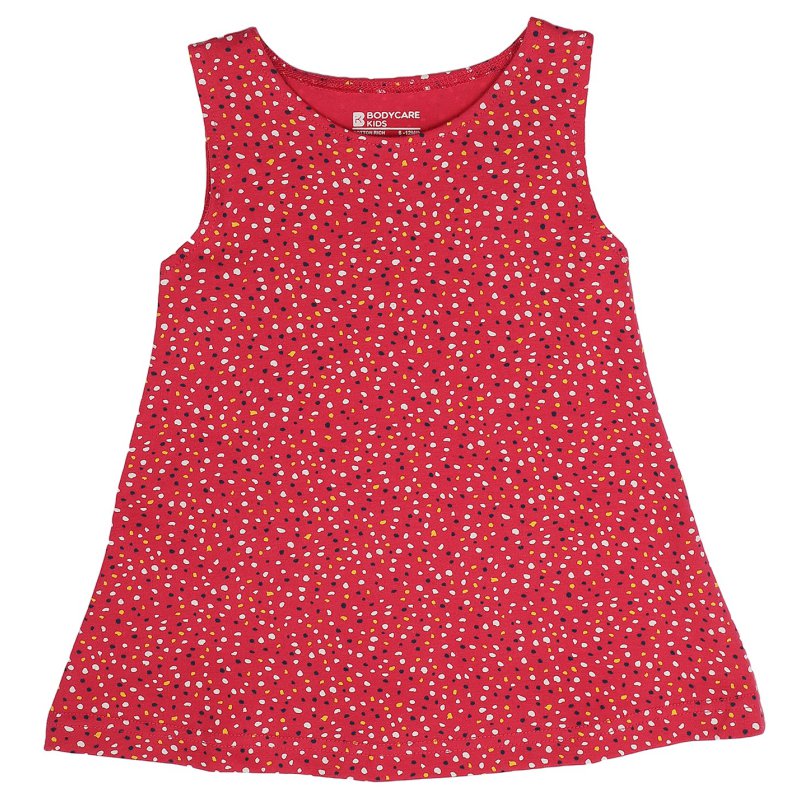 Bodycare Girls Cotton Frock Round Neck Sleeveless Self Design
