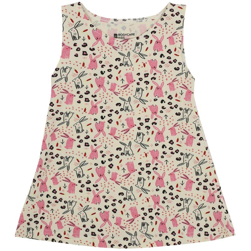 Bodycare Girls Cotton Frock Round Neck Sleeveless Self Design