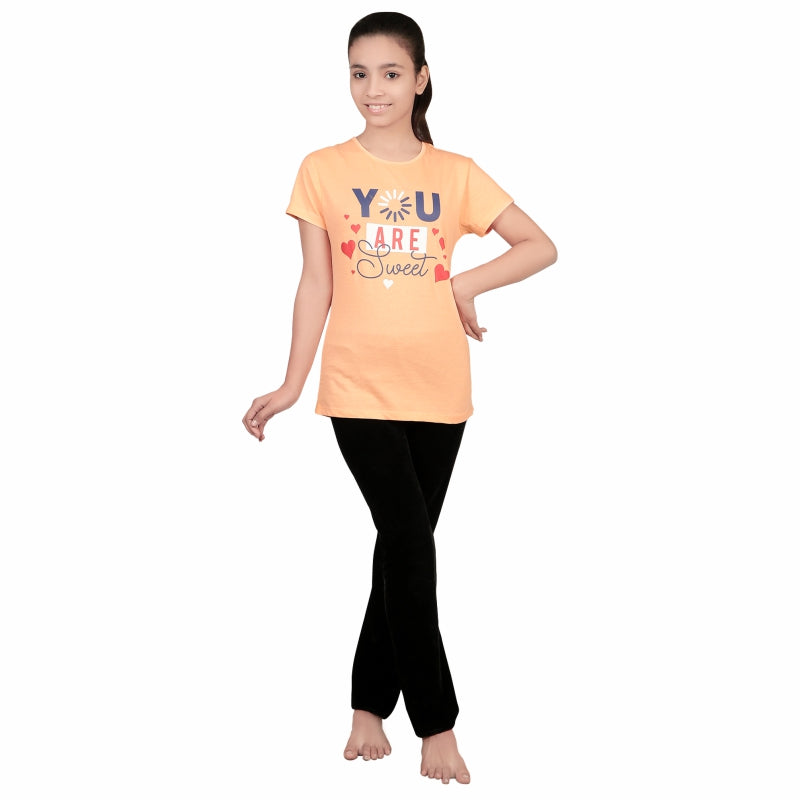Girls Cotton T-Shirt Round Neck Half Sleeves Pack of 1 - Bodycare