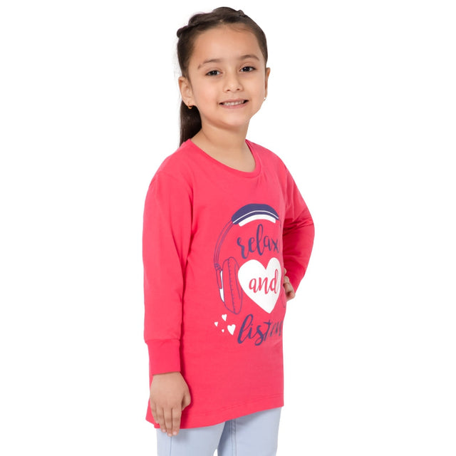 Girls 100% Cotton T-Shirt Round Neck Full Sleeves Pack of 1 - Bodycare