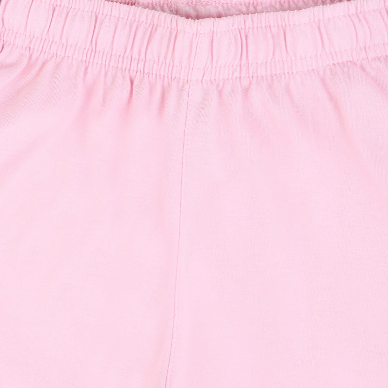 Close-up of pink cotton kids innerwear shorts with elastic waistband