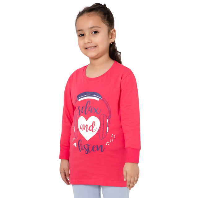 Girls 100% Cotton T-Shirt Round Neck Full Sleeves Pack of 1 - Bodycare