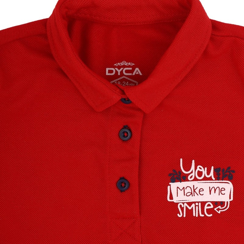 DYCA Girls Tshirt Collar Half Sleeves Solid