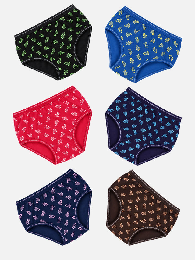 Baby Girls Printed Panties with Top Elastic for Everyday Innerwear Comfort and Regular Wardrobe Use - Pack of 6