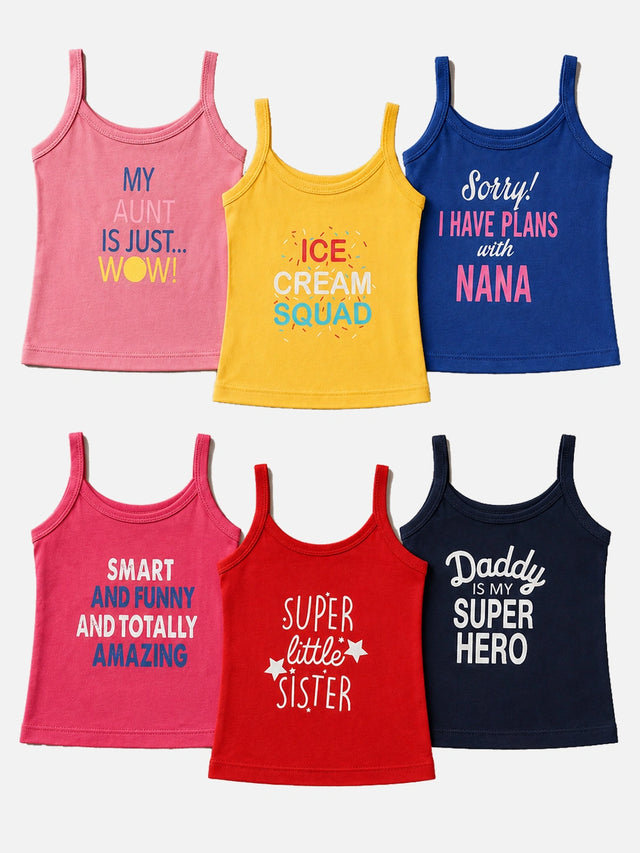 Baby Girls Camisole Sleeveless Vest Innerwear for Comfortable Daily Wear, Easy Dressing and Regular Use - Pack of 6