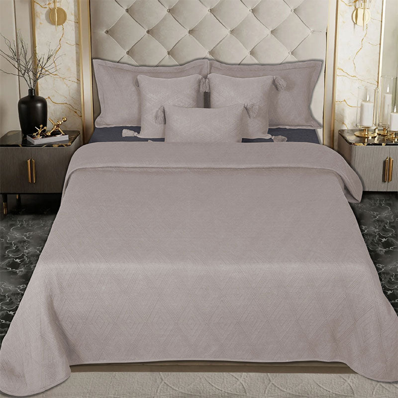 BodyComfy 100% Cotton Hosiery King-Size Fitted Bedcover – Heritage Diamond Pattern