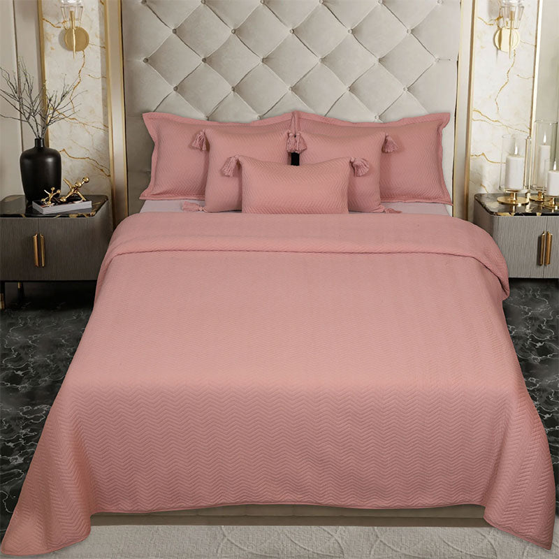 BodyComfy 100% Cotton Hosiery King-Size Fitted Bedcover – Chevron Print