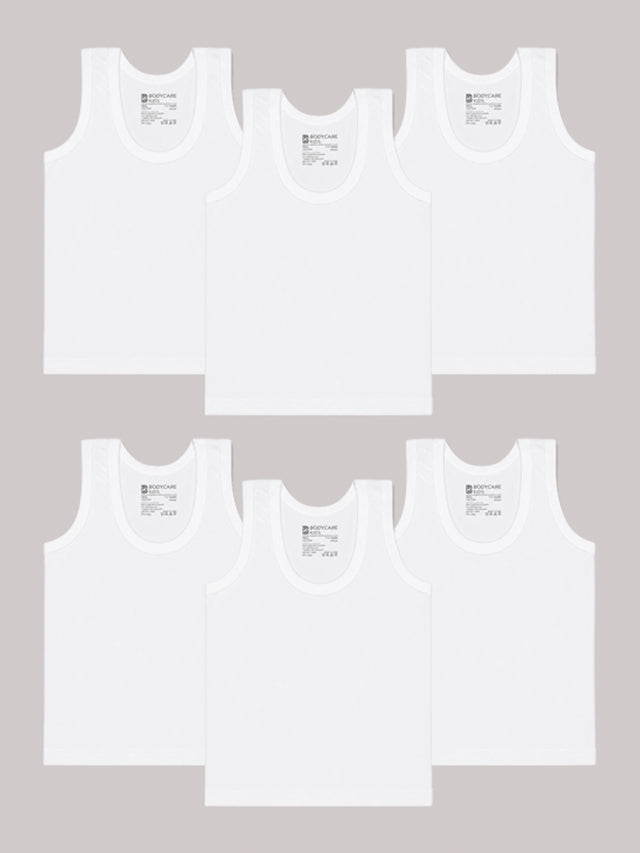 Baby Boys 100% Cotton Round Neck Sleeveless Innerwear Vest for Everyday Comfort and Regular Use - Pack of 6