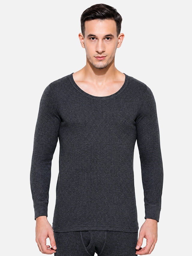 Men Thermal Top with Round Neck and Full Sleeves for Winter Wear, Warm Base Layer Comfort and Regular Use