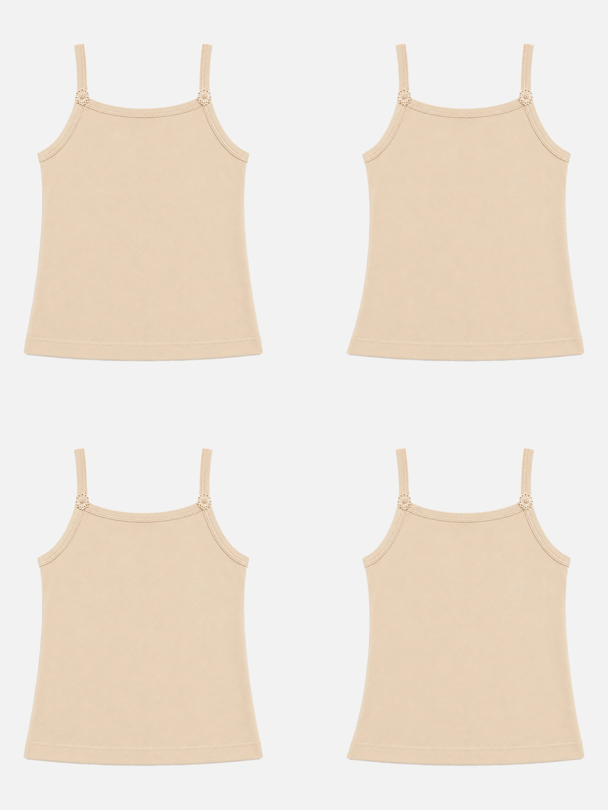 Girls 100% Cotton Printed Sleeveless Vest with Dori Neck for Everyday Innerwear Comfort and Regular Use - Pack of 4