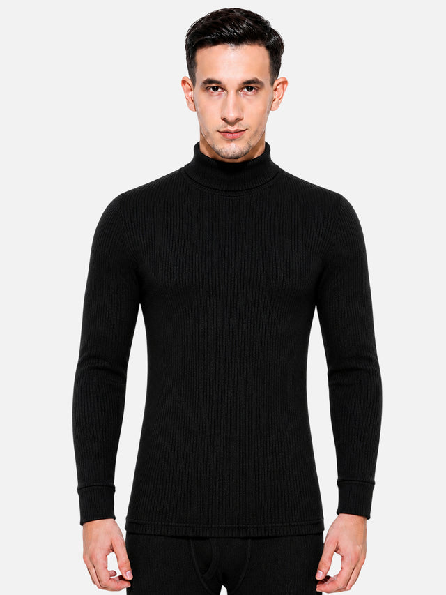 Men Full Sleeves Thermal Top with High Neck and Antibacterial Technology for Winter Base Layer Comfort