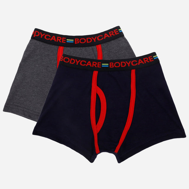 Boys' boxer briefs multipack, navy and grey, with red trim and elastic waistband